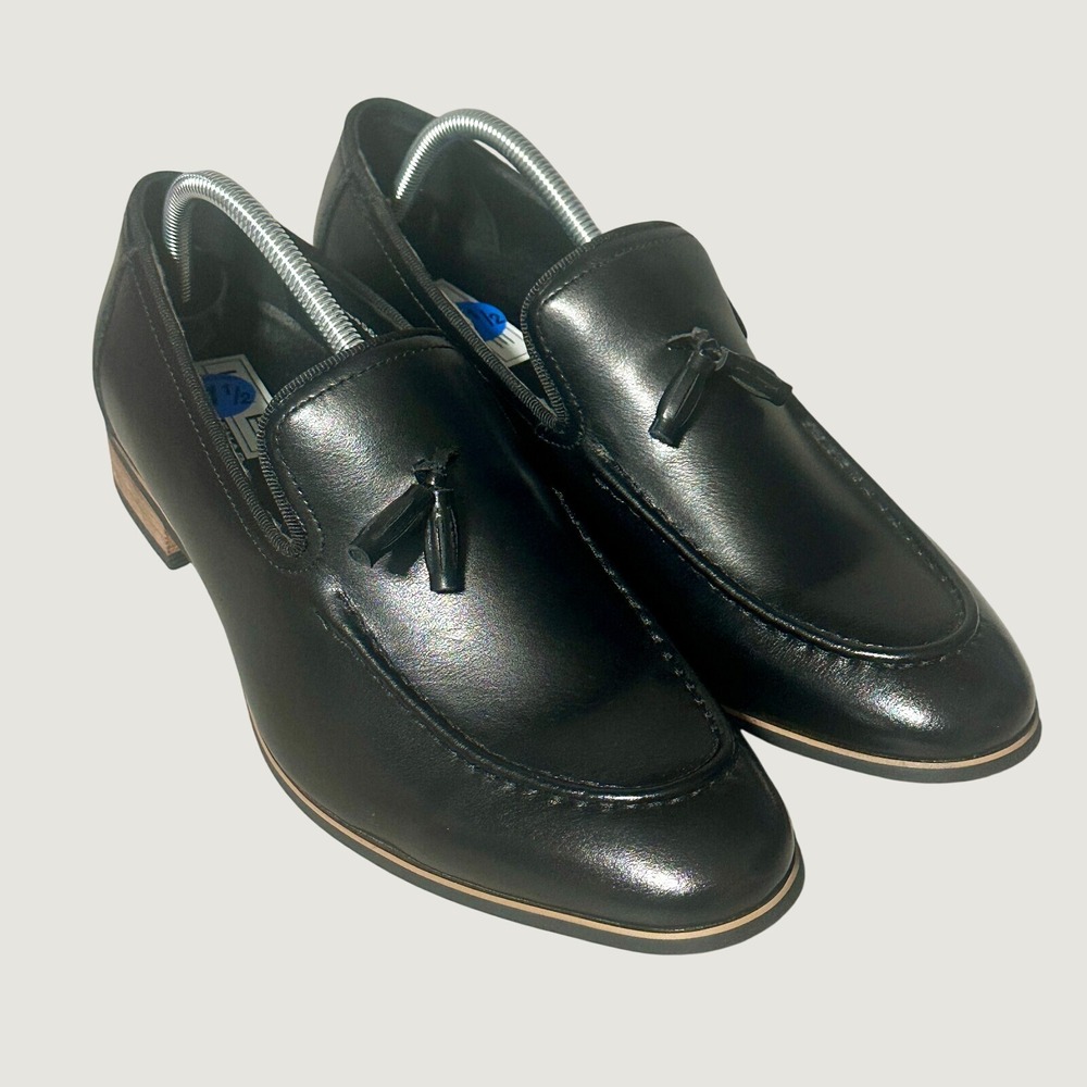 Ike Behar Tassel Loafers Mens 11.5 Black Slip On Leather Dress Shoes Classic New